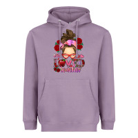 Lavender one loved teacher messy bun Heavyweight Hoodie - RanaPortraitStore