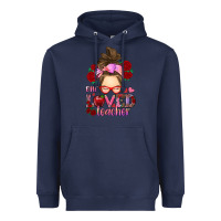 Navy one loved teacher messy bun Heavyweight Hoodie - RanaPortraitStore