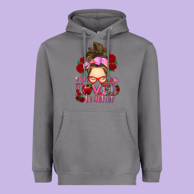 Heavyweight Hoodie one loved teacher messy bun