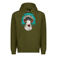 Army Green calf indian headdress Premium Hoodie - JahusDesignShop