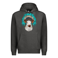 Charcoal Heather calf indian headdress Premium Hoodie - JahusDesignShop