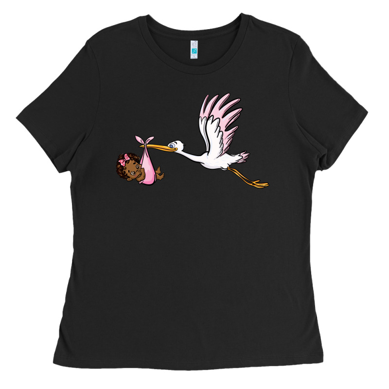 Stork With Black Baby Girl Ladies Tee by BarkalooDesign | Teevron