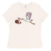 Bone stork with black baby girl Ladies Tee - BarkalooDesign
