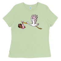 Matcha stork with black baby girl Ladies Tee - BarkalooDesign