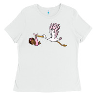 White stork with black baby girl Ladies Tee - BarkalooDesign