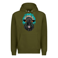 Army Green black angus indian headdress Premium Hoodie - JahusDesignShop