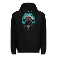 Black black angus indian headdress Premium Hoodie - JahusDesignShop