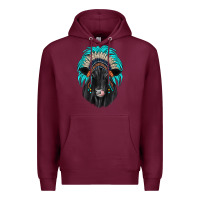 Burgundy black angus indian headdress Premium Hoodie - JahusDesignShop