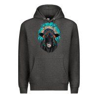 Charcoal Heather black angus indian headdress Premium Hoodie - JahusDesignShop
