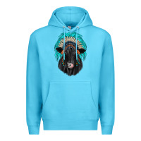 Ocean Blue black angus indian headdress Premium Hoodie - JahusDesignShop