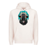Pale Pink black angus indian headdress Premium Hoodie - JahusDesignShop