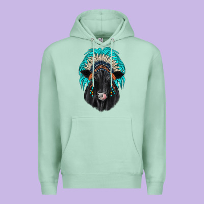 Black Angus Indian Headdress Premium Hoodie Designed By Jahusdesignshop