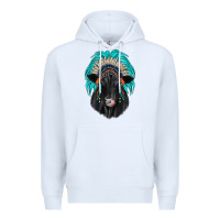 White black angus indian headdress Premium Hoodie - JahusDesignShop