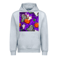 Heather Grey tombstone and ghosts seamless paternal Urban Hoodie - BundleAndBundleShop