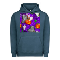 Pigment Midnight Navy tombstone and ghosts seamless paternal Urban Hoodie - BundleAndBundleShop