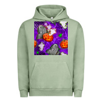 Pigment Oil Green tombstone and ghosts seamless paternal Urban Hoodie - BundleAndBundleShop