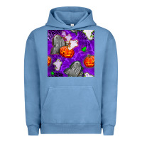 Pigment Pebble Blue tombstone and ghosts seamless paternal Urban Hoodie - BundleAndBundleShop