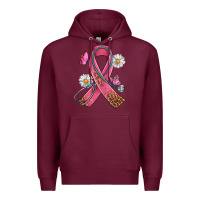 Burgundy Cancer Ribbon Stethoscope Daisy Butterfly Premium Hoodie - Artiststas