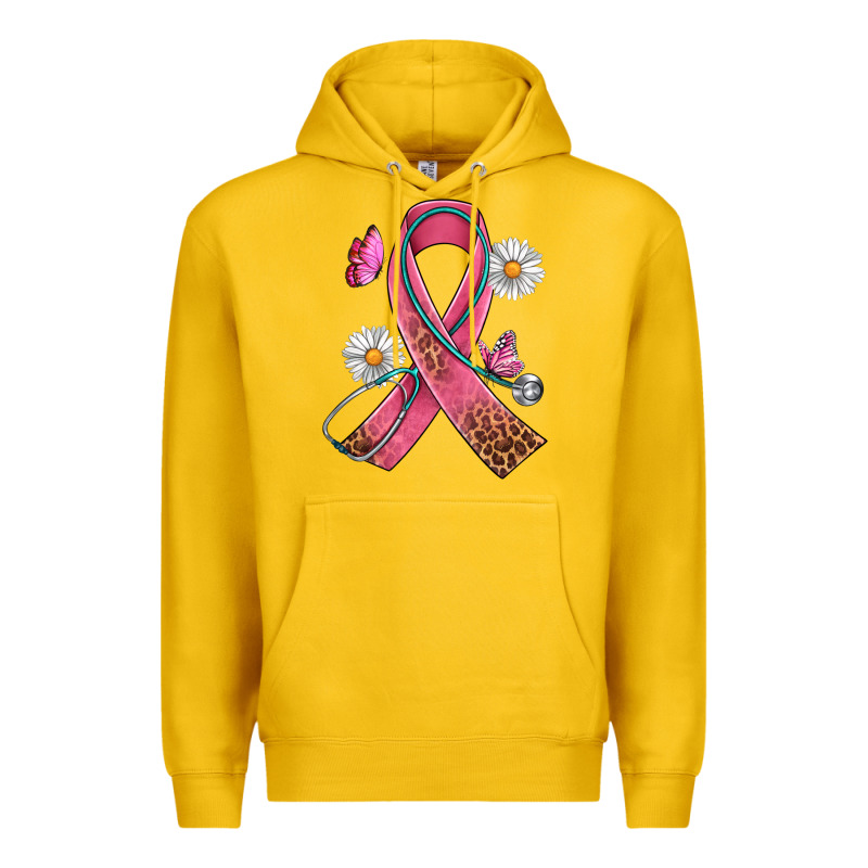 Cancer Ribbon Stethoscope Daisy Butterfly Premium Hoodie by Artiststas | Teevron