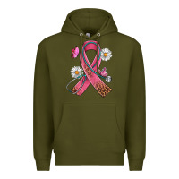 Army Green Cancer Ribbon Stethoscope Daisy Butterfly Premium Hoodie - Artiststas