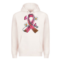 Pale Pink Cancer Ribbon Stethoscope Daisy Butterfly Premium Hoodie - Artiststas