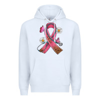 White Cancer Ribbon Stethoscope Daisy Butterfly Premium Hoodie - Artiststas