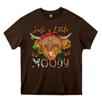 Chocolate Brown Just a Little Moody Heavy Core Tee - CowhideDigitalArt