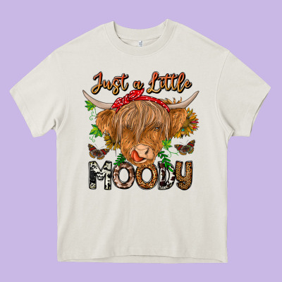 Just A Little Moody Heavy Core Tee Designed By Cowhidedigitalart