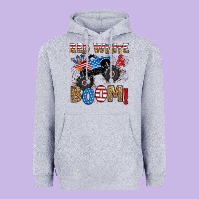 Heavyweight Hoodie red white boom monster truck