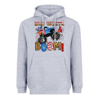 Heather Grey red white boom monster truck Heavyweight Hoodie - RanaPortraitStore