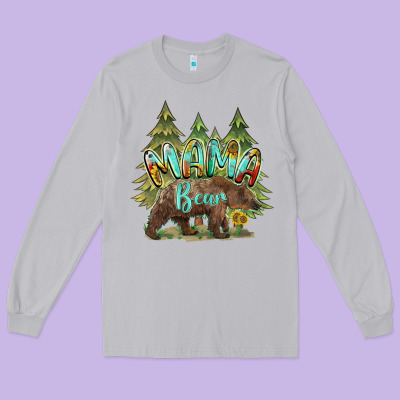 Mama Bear Trees Long Sleeve Tee Designed By Barkaloodesign