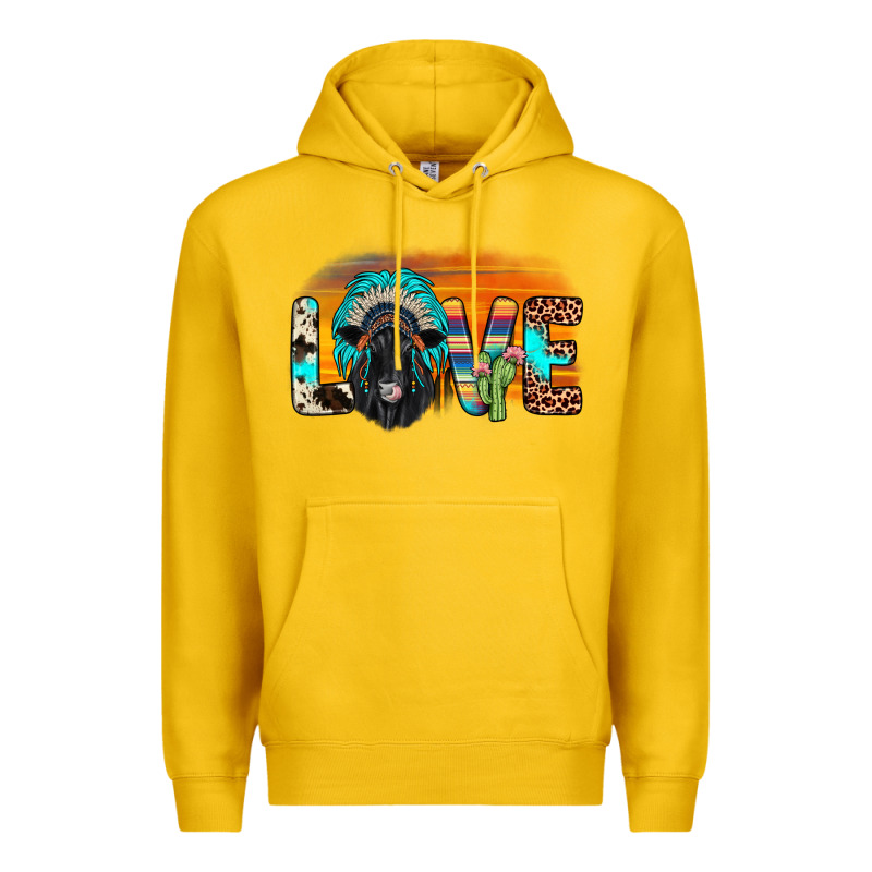 Love Black Angus Indian Headdress Premium Hoodie by JahusDesignShop | Teevron