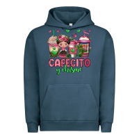 Pigment Midnight Navy cafecito y chisme coffee cups Urban Hoodie - Jasminsmagicworld