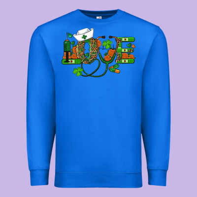 St Patricks Day Love Nurse Premium Sweatshirt Designed By Ranaportraitstore