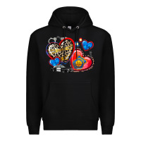 Black western leopard  police hearts Premium Hoodie - AdoDesignShop