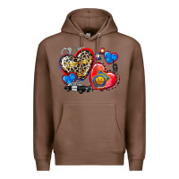 Chestnut western leopard  police hearts Premium Hoodie - AdoDesignShop