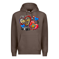 Coffee western leopard  police hearts Premium Hoodie - AdoDesignShop