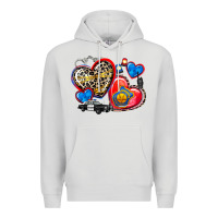 Dove Grey western leopard  police hearts Premium Hoodie - AdoDesignShop
