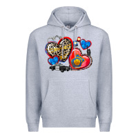 Heather Grey western leopard  police hearts Premium Hoodie - AdoDesignShop
