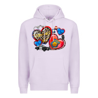 Lilac western leopard  police hearts Premium Hoodie - AdoDesignShop