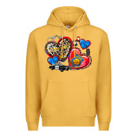 Mustard western leopard  police hearts Premium Hoodie - AdoDesignShop