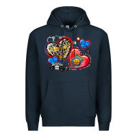 Navy western leopard  police hearts Premium Hoodie - AdoDesignShop