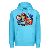 Ocean Blue western leopard  police hearts Premium Hoodie - AdoDesignShop