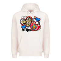 Pale Pink western leopard  police hearts Premium Hoodie - AdoDesignShop