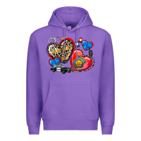 Purple western leopard  police hearts Premium Hoodie - AdoDesignShop