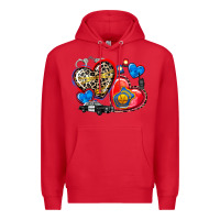 Red western leopard  police hearts Premium Hoodie - AdoDesignShop