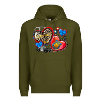 Army Green western leopard  police hearts Premium Hoodie - AdoDesignShop