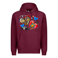 Burgundy western leopard  police hearts Premium Hoodie - AdoDesignShop