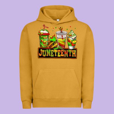 Juneteenth Afro Coffee Cups Urban Hoodie Designed By Jasminsmagicworld