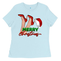 Baby Blue merry Christmas heels Ladies Tee - BarkalooDesign